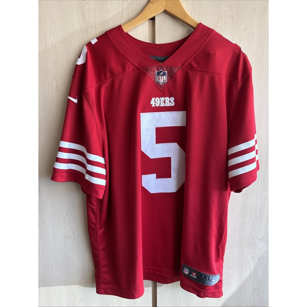 Nike San Francisco 49ers Trey Lance #5 NFL On Field Jersey Red Mens Size XXL 2XL
